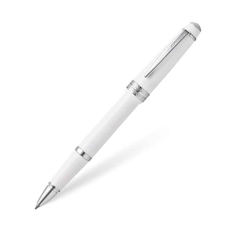 Cross Bailey Black Ink White Resin Finish Roller Ball Pen with 1 Pc Black Gel Ink Tip Set, AT0745-2
