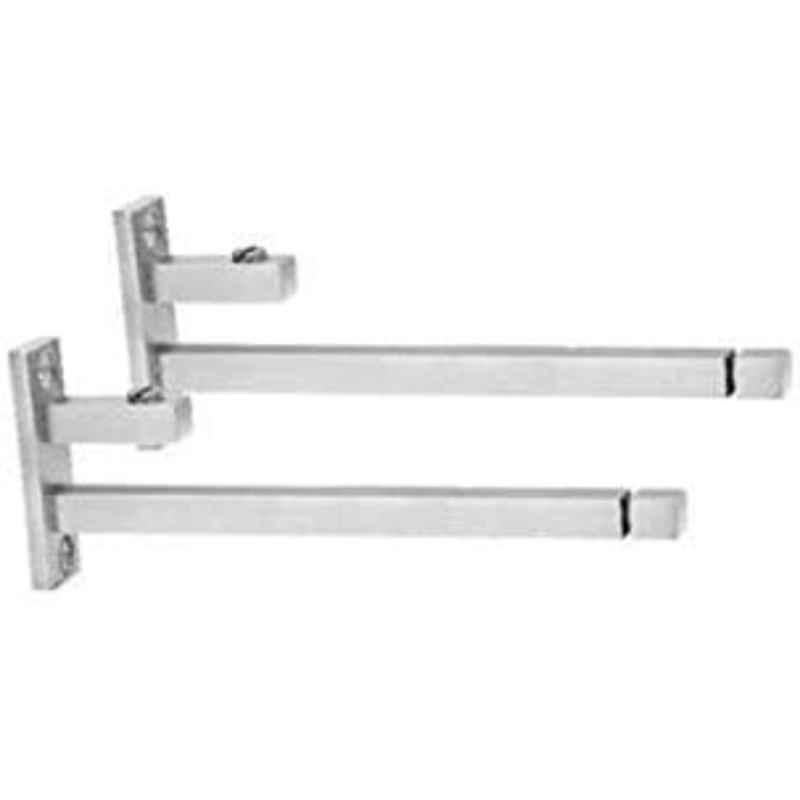 Smart Shophar 2 Pcs 3 inch Stainless Steel Silver F-Type Square Glass Shelf Bracket Set, SHA40SB-FTYS-03SL12-S1 (Pack of 2)