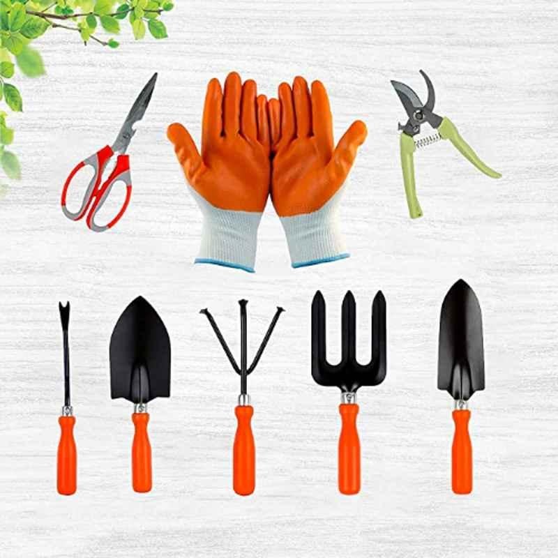 Cinagro 8 Pcs Stainless Steel Orange Garden Tool Kit