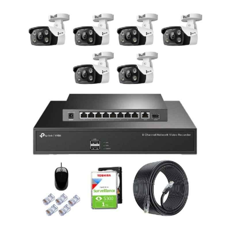 TP-Link VIGI C330 3MP Full Colour Outdoor Network IP Combo Kit with 8 Channel NVR, 6 Cameras, 10 Port POE Switch, 1TB HDD, D-LINK 100M LAN Cable