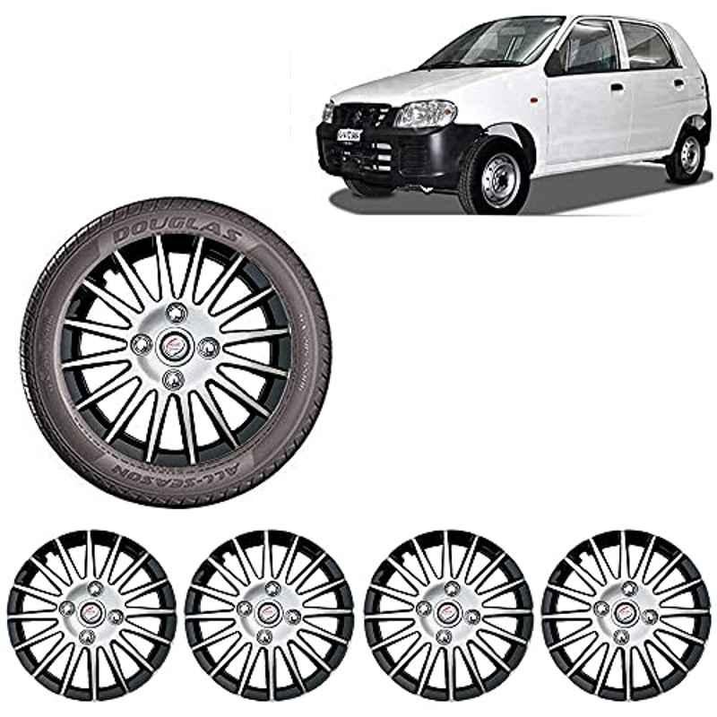 Auto Pearl 4 Pcs 12 inch ABS Silver & Black Wheel Cover Set for Maruti Suzuki Alto STD
