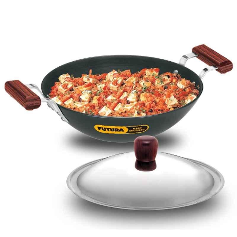 Hawkins Futura 3.75L 30cm Hard Anodised Induction Friendly Flat Bottom Deep Fry Pan with Lid, IAD 375S