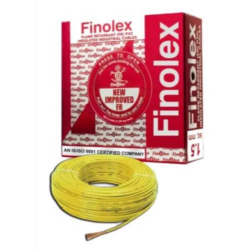 Finolex 1.5 Sqmm 90m Yellow Single Core FR PVC Insulated Industrial Cable, 10304