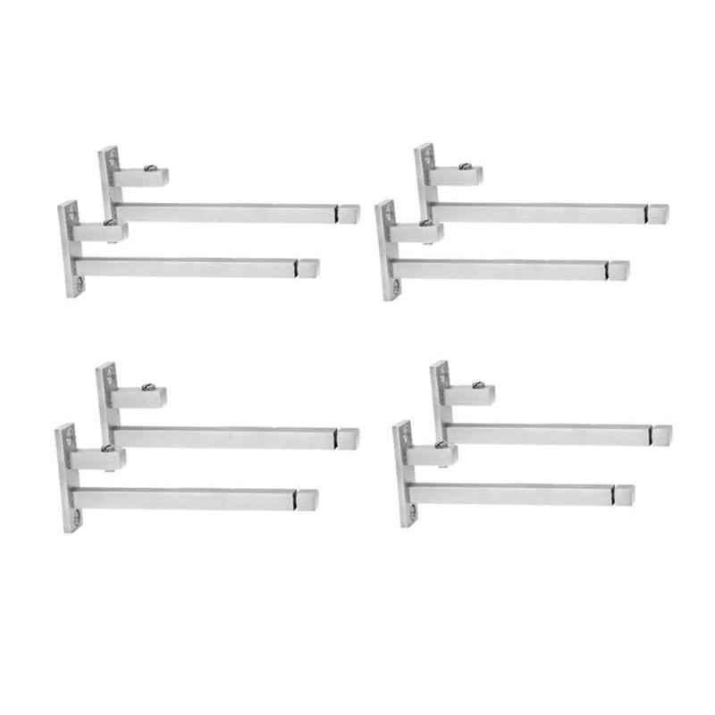 Smart Shophar 3 inch Stainless Steel Silver F Type Square Glass Shelf Bracket 12mm Set, SHA40SB-FTYS-03SL12-S2 (Pack of 2)