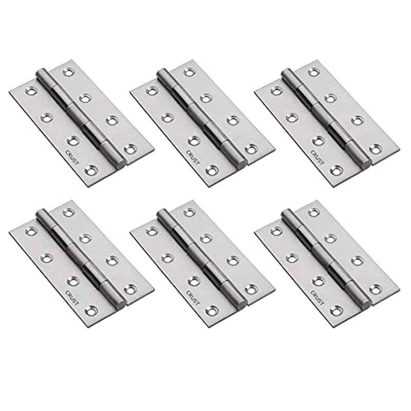 Saze 4 inch Stainless Steel Satin Matt Finish Door Butt Hinge (Pack of 6)