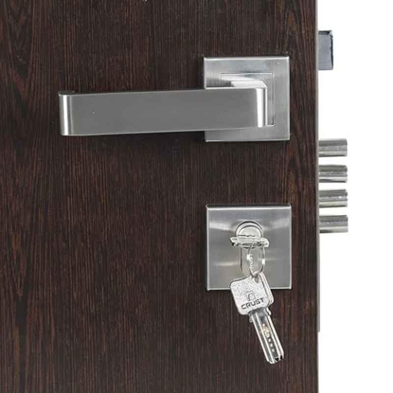 Homexpert Rose Lumbretta-R-BSK 60mm Stainless Steel Silver Both Side Key Mortise Door Lock Set