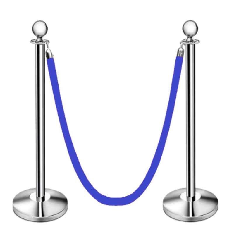 Ladwa 2 Pcs Stainless Steel Queue Manager Pillar Set with Velvet Rope, LSI-QPS-BVRP2