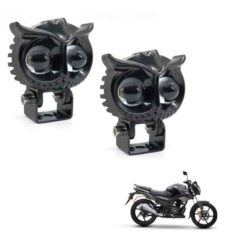 Kozdiko 2 Pcs Yellow & White Owl Eye Shape LED Amber Fog Light Set for TVS Raider
