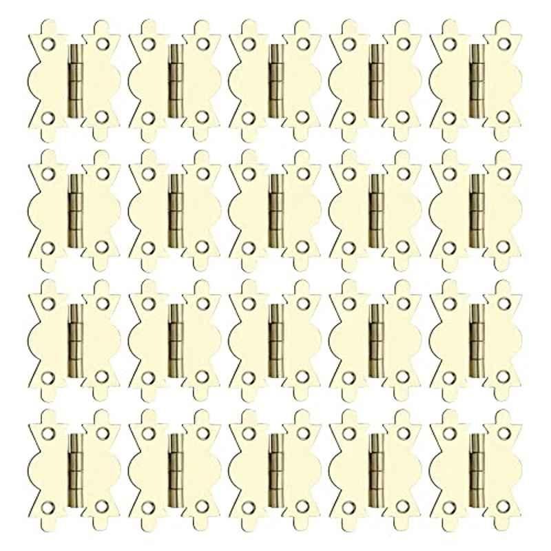 Screwtight 2 inch Iron Brass Plated Butterfly Design Butt Hinge, S171402EB-20 (Pack of 20)