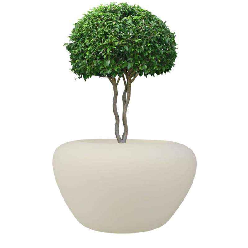Yuccabe Italia 10 Inch Round Pleasant White Hybrid Polymer Planter, APPLE-1017