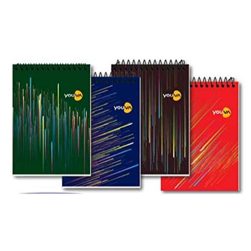 Navneet Youva A7 72 Pages Assorted Colour Single Line Spiral Pocket Diary with Dispenser, 23154 (Pack of 30)