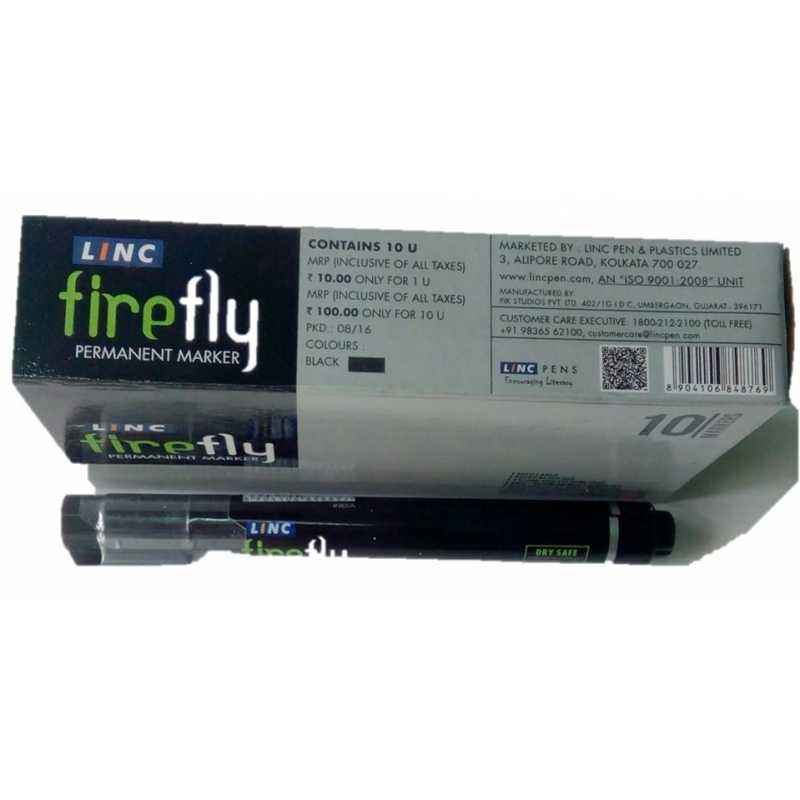 Linc Black Permanent Refillable Marker (Pack of 10)