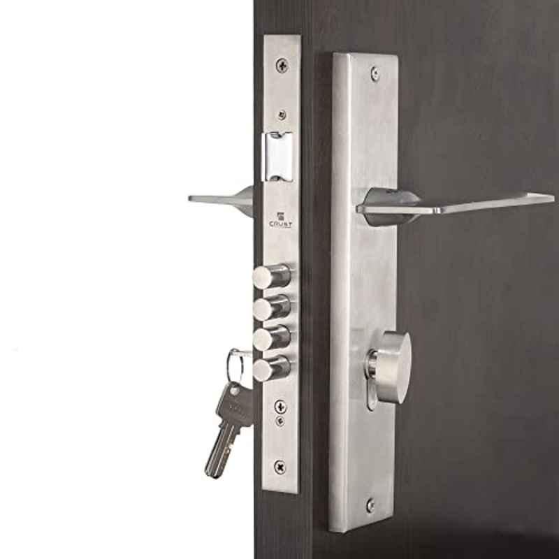 Homexpert Bentley-OSK 10 inch 60mm Stainless Steel Silver Cylindrical Plate One Side Key Mortise Door Lock Set