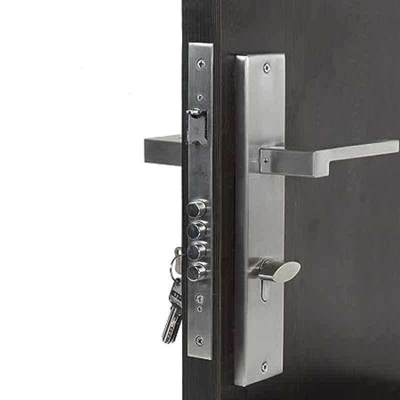 Handle Waala LB306-OSK 10 inch 60mm Stainless Steel Silver Cylindrical Plate One Side Key Mortise Door Lock Set