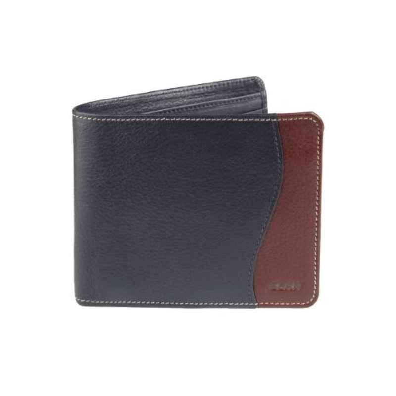 Elan Classic 11x2.5x9cm 12 Slot Blue Leather Card Wallet with Flap, ECW-9606-BU