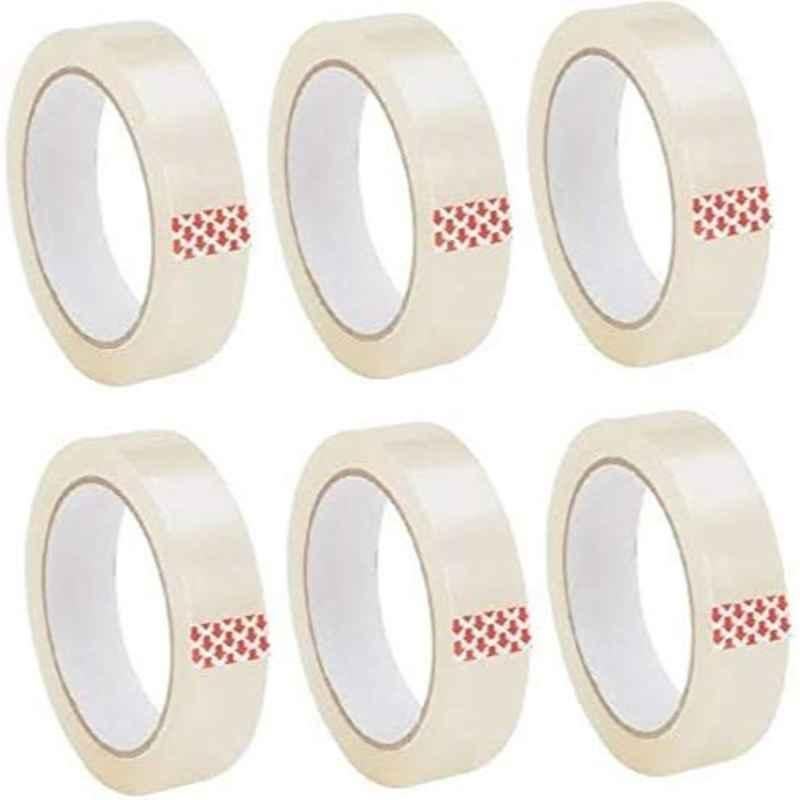 Veeshna Polypack 65m 1 inch Tape Self Adhesive Transparent Tape, T24X6501 (Pack of 6)