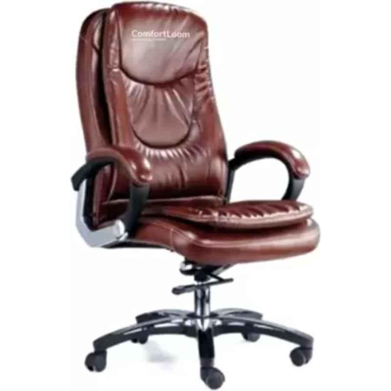 Comfortloom Leatherette Brown High Back Adjustable Arm Office Executive Chair