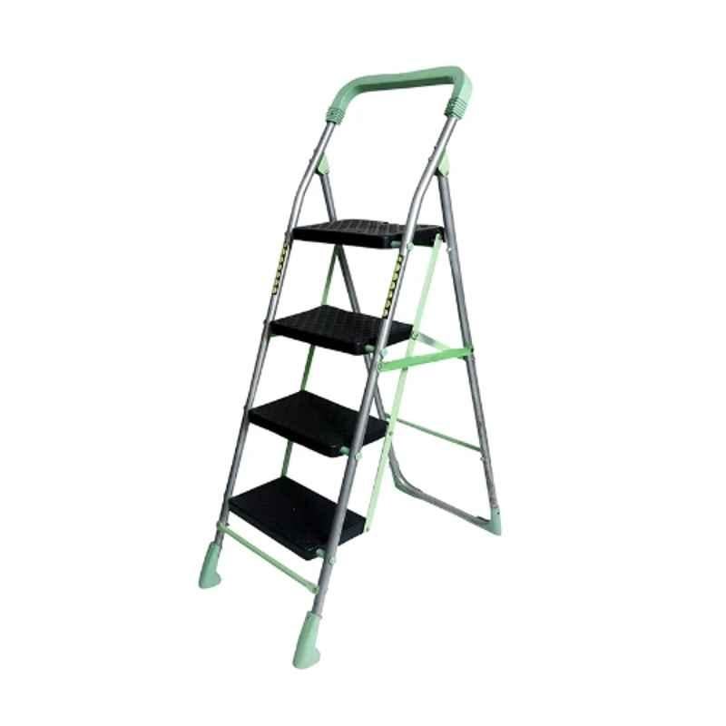 Inaithiram SL4SPR 150kg 4 Step Alloy Steel Parrot Green Powder Coated Foldable Step Ladder with Anti Slip & Safety Clutch Lock