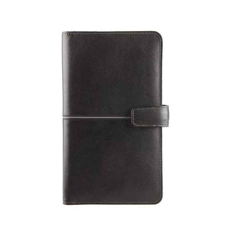 Elan 20.5x12x2cm 4 Slots Leather Black Insta Notebook, ELIN-171-BL