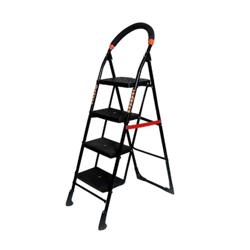 Inaithiram SL4SN 150kg 4 Step CRC Black Powder Coated Foldable Step Ladder with Anti Slip & Safety Clutch Lock