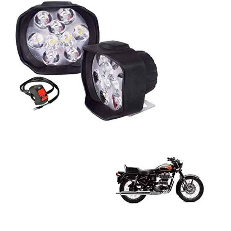 Kozdiko 2 Pcs Sheen 15W 9 LED 6000k Transformer Bumble Bee Style LED Fog Light Set for Royal Enfield Bullet 500, koz_81408