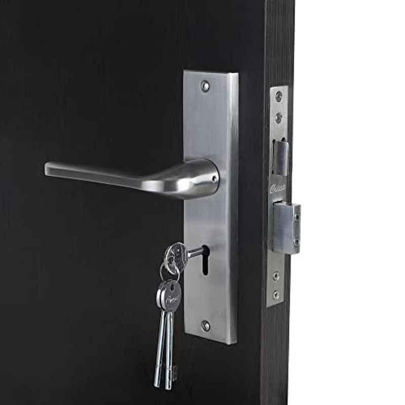 Homexpert Bullet 8 inch 60mm Stainless Steel Silver Cylindrical Plate Mortise Door Lock Set