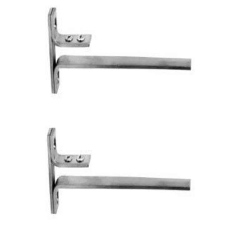 Smart Shophar 2 Pcs 6 inch Stainless Steel Silver F-Type Rectangle Glass Shelf Bracket Set, SHA80SB-FTYR-06SL12-S1 (Pack of 6)