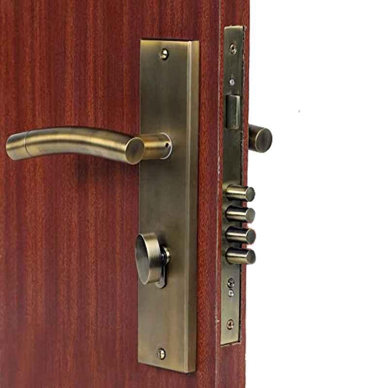 Homexpert MG-1101 10 inch 60mm Stainless Steel Antique Brass Finish Cylindrical Plate One Side Key Mortise Door Lock Set