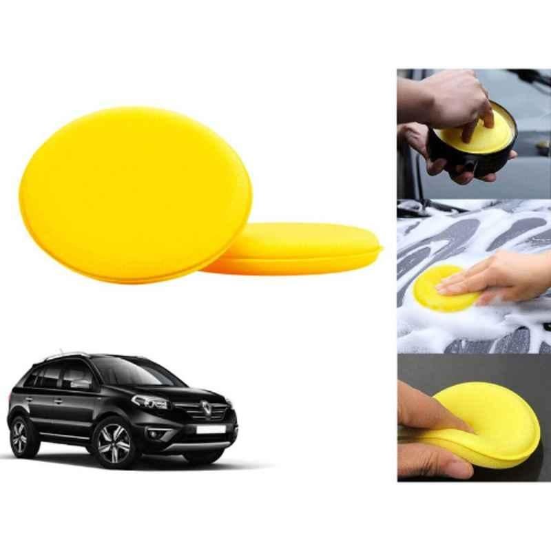 Auto Pearl Polyurethane Beige Washing & Waxing Polish Foam Sponge for Koleos (Pack of 2)