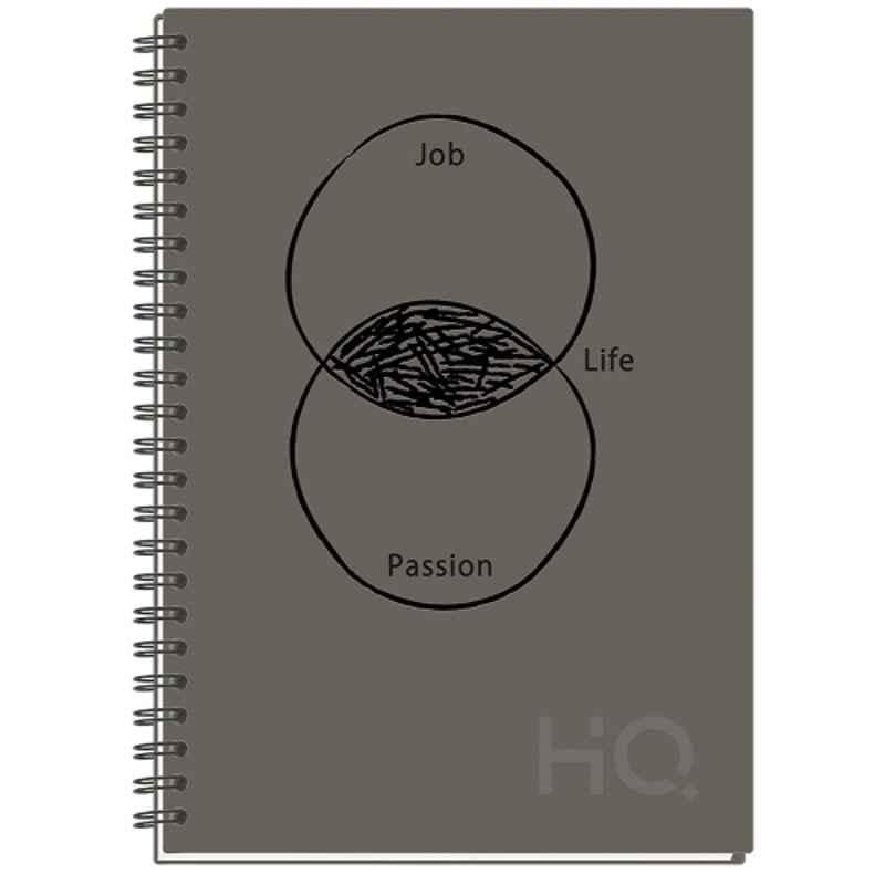 Navneet HQ A5 192 Pages Grey Single Line Case Wiro Bound Corporate Edge Notebook Diary, 27026-8