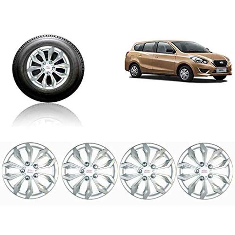 Auto Pearl 4 Pcs 13 inch ABS Silver Car Wheel Cover Set for Datsun Go Pls
