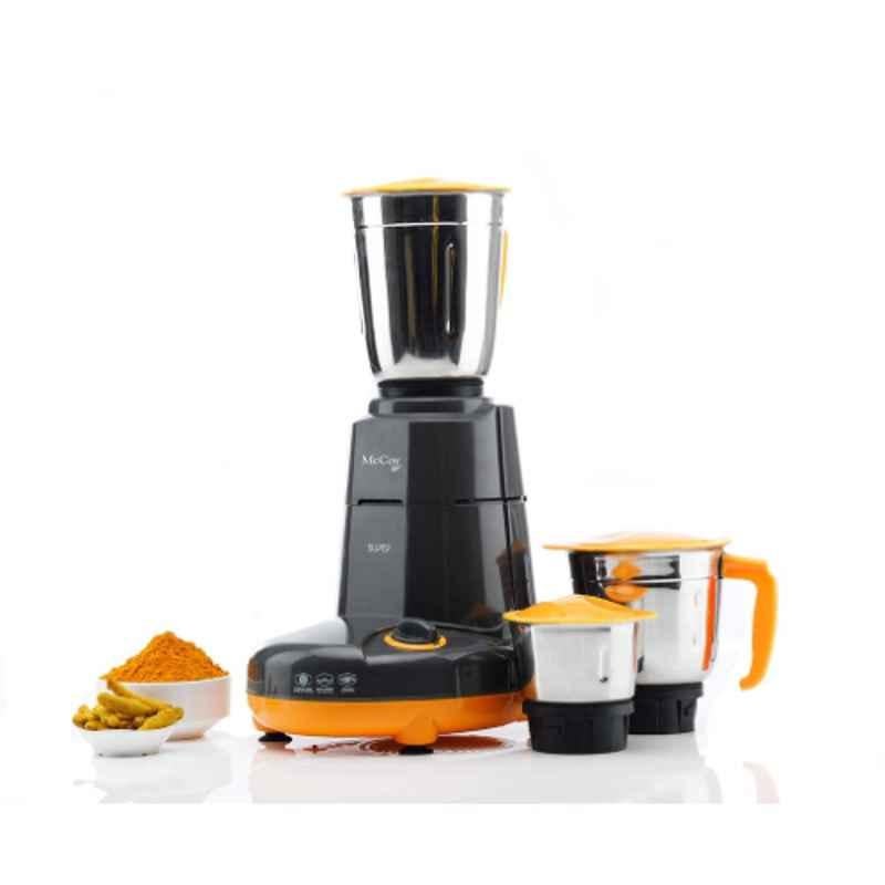 McCoy Super 750W Black & Orange Stainless Steel Mixer Grinder with 3 Jars