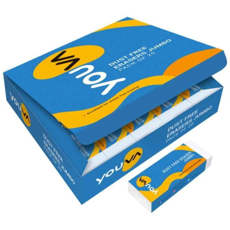 Navneet Youva Jumbo Dust Free Eraser, 35018 (Pack of 20)