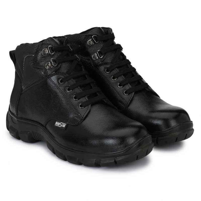 Manslam MLM20 Black Steel Toe Work Safety Shoes, Size: 8