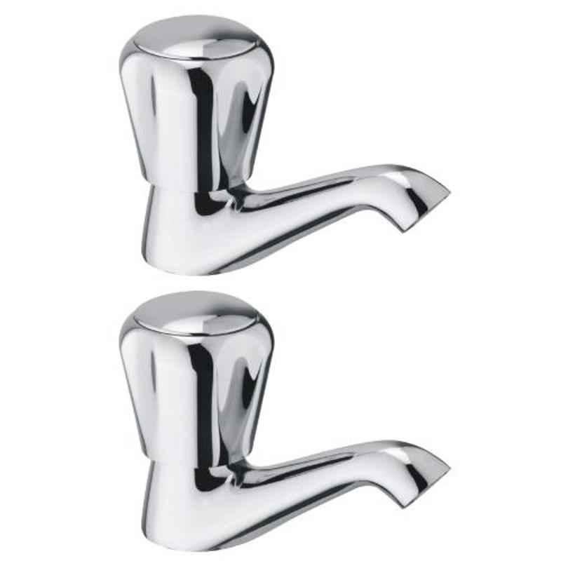Drizzle Conty 2 Pcs Brass Chrome Finish Silver Pillar Cock Set, APILLARCONTI2