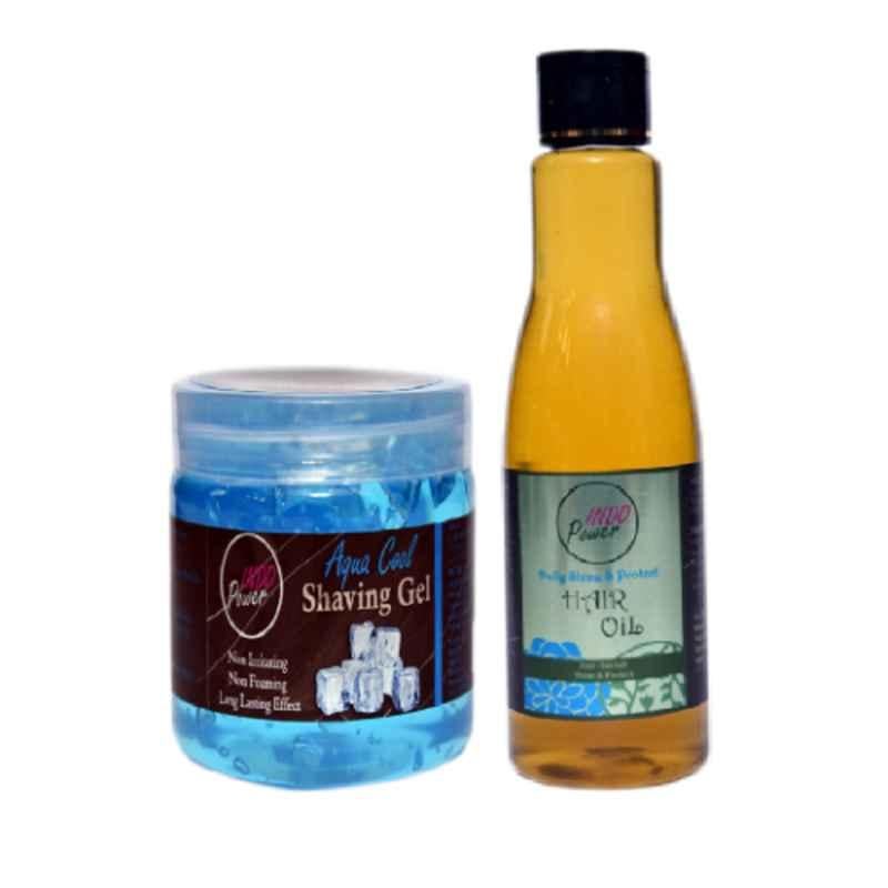 Indopower DD283 200g Aqua Cool Shaving gel with 200ml Daily Shine & Protect Hair Oil Combo Pack