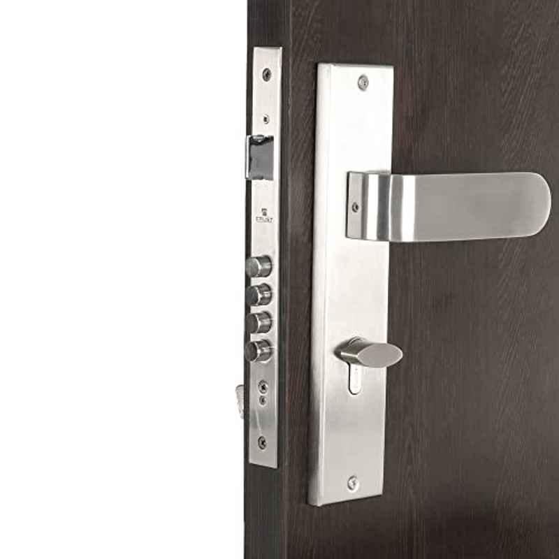 Homexpert Chetak-OSK 10 inch 60mm Stainless Steel Silver Cylindrical Plate One Side Key Mortise Door Lock Set