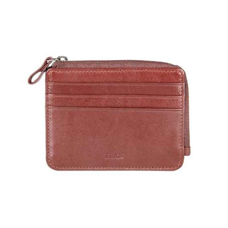 Elan Classic 6 Slot Brown Leather Basic Card Holder, ECCH-9521-BR