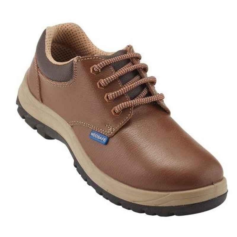 Neosafe Centaur A2024 Steel Toe Low Ankle Brown ISI Marked Executive Work Safety Shoes, Size: 11