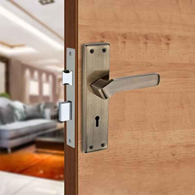 Screwtight 8 inch Iron Antique Brass Finish Heavy Duty Mortise Handle Door Lock Set, AZMPH0010-BA