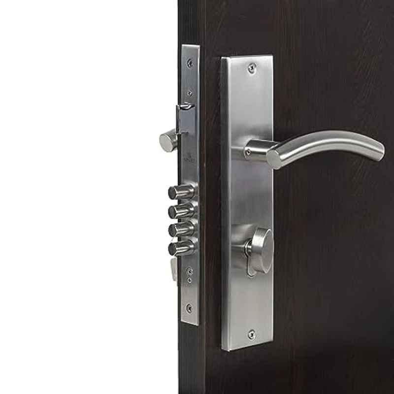 Handle Waala MG1102-OSK 10 inch 60mm Stainless Steel Silver Cylindrical Plate One Side Key Mortise Door Lock Set