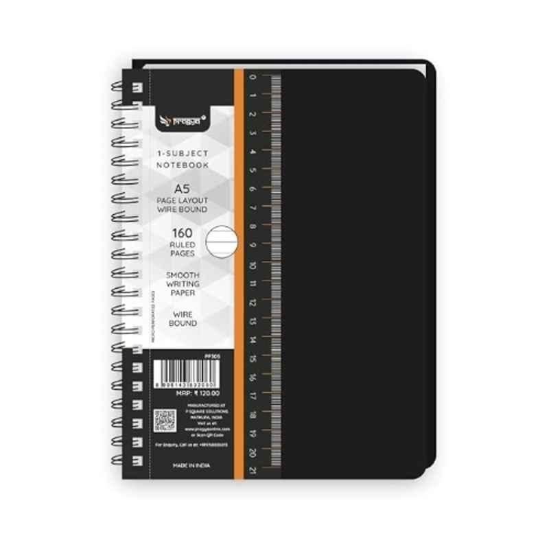 Pragya Pro 160 Pages 15x21cm A5 Black 1 Subject Notebook with Plastic Cover, PP305