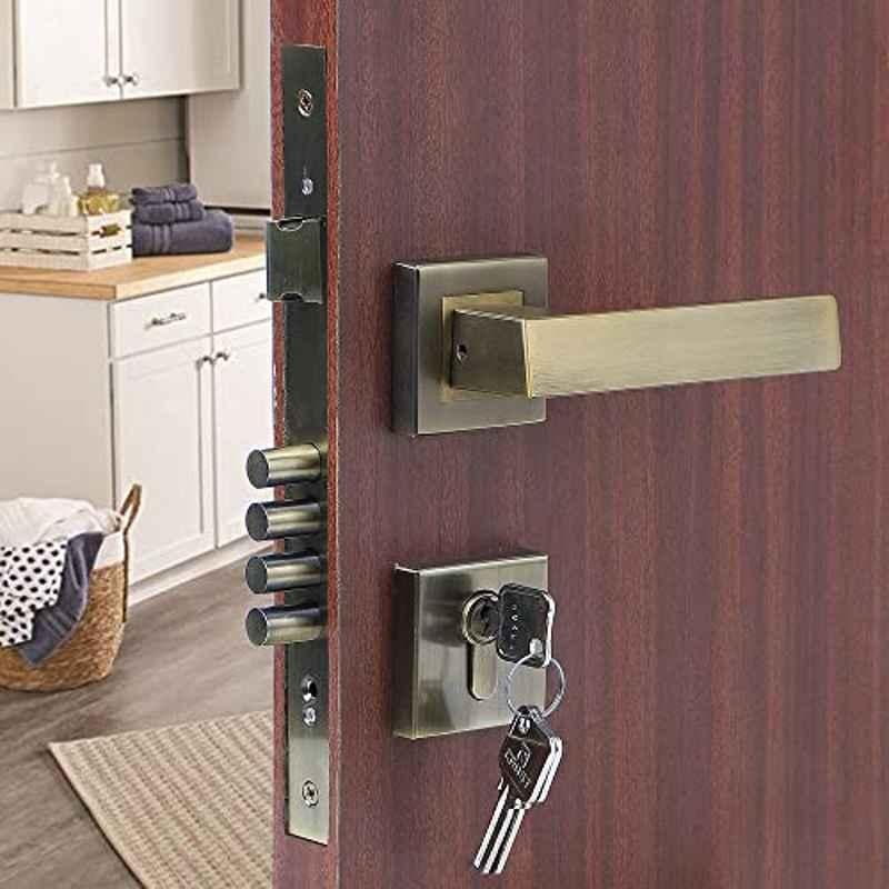 Voltizi Rose Stainless Steel 304 Antique Finish Mortise Door Lock Handle Set with Both Side Key, LB-10003