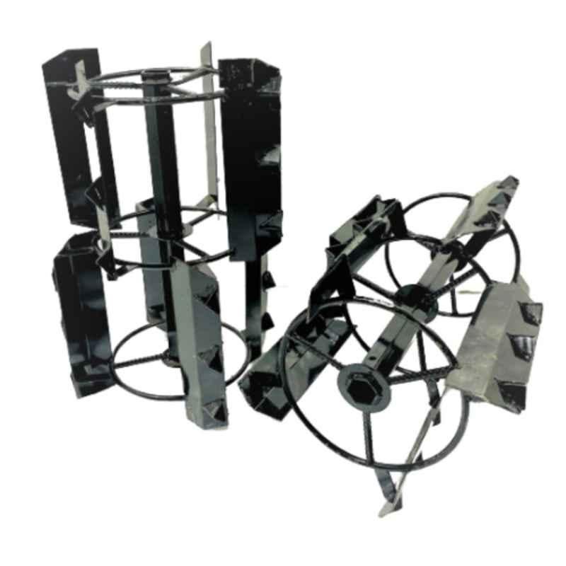 Generic 16 inch Black Paddy Cage Wheel Set for 7 & 9HP Petrol Power Tiller, 19PCW