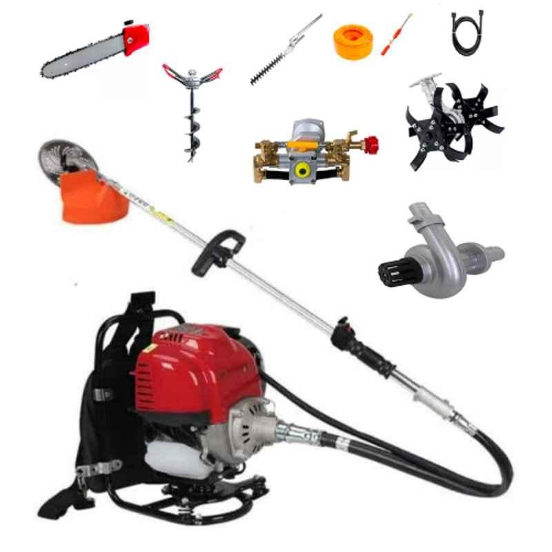 Greenleaf 1.7HP Backpack Brush Cutter with Power Sprayer, Hedge Trimmer, Water Pump, Tiller & Chain Saw Attachment, BP-GX-35 PSA HTA TA WPA CSA