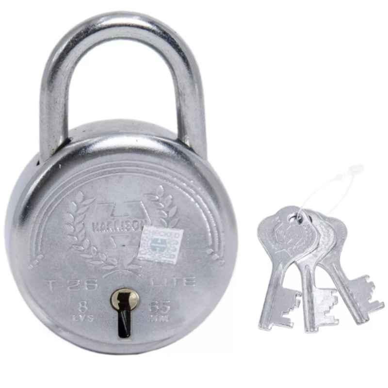 Harrison 65mm Alloy Steel Chrome Plated Finish Padlock with 3 Keys