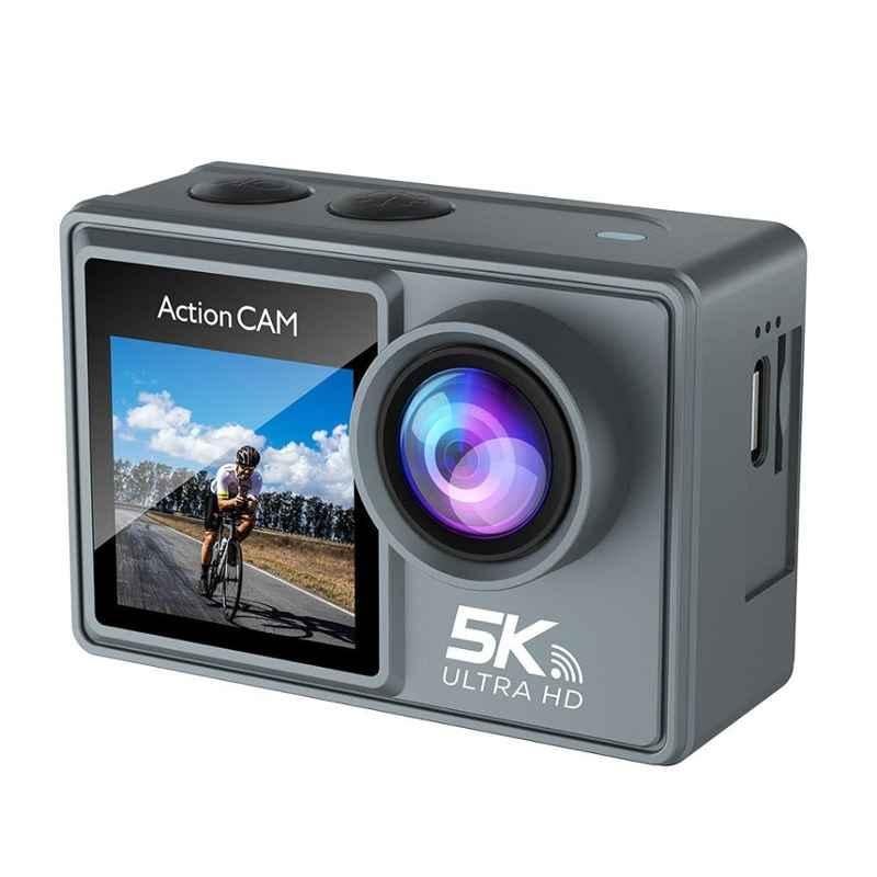 AUSHA 50MP 5K UltraHD Action Camera with 170 degree Wide Angle Len, Wi-Fi, EIS & External Mic Support for Diving, Vlogging & Travel