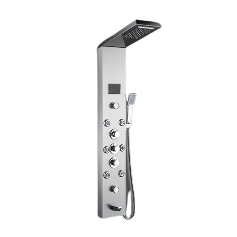 NextGen 6 in 1 Stainless Steel 304 Mirror Finish Chrome Wall Mounted Shower Panel Tower Set with LED