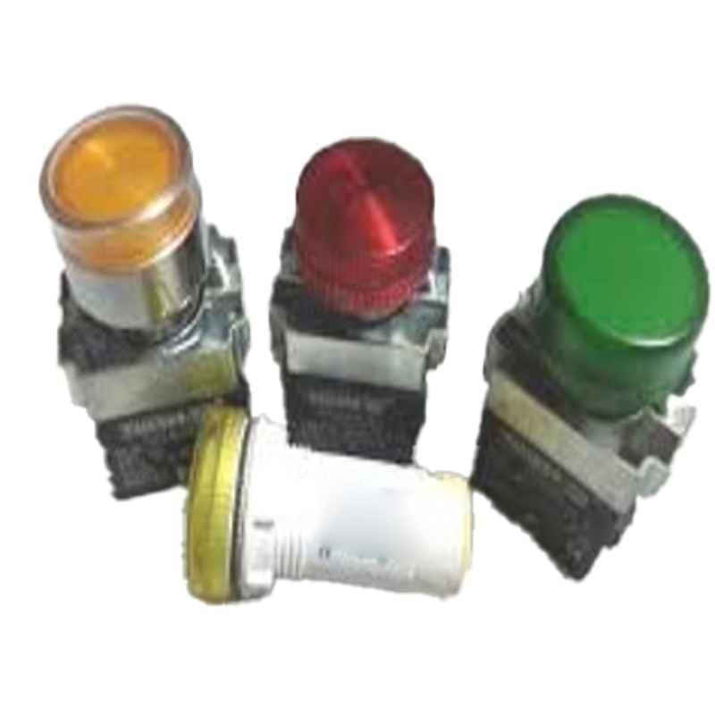 Vaishno 22.5mm 220V Yellow LED Push Button, 2XVLDLST-YELLOW-220