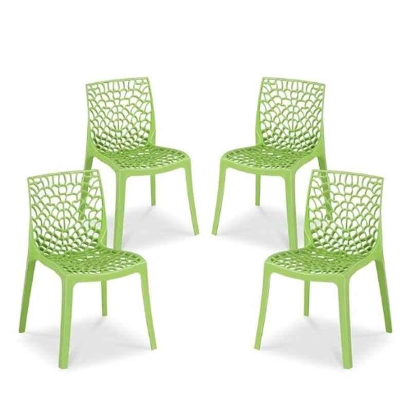 Maharaja Wave 43x79.5x49cm Plastic Green Outdoor Chair without Arm Rest (Pack of 4)